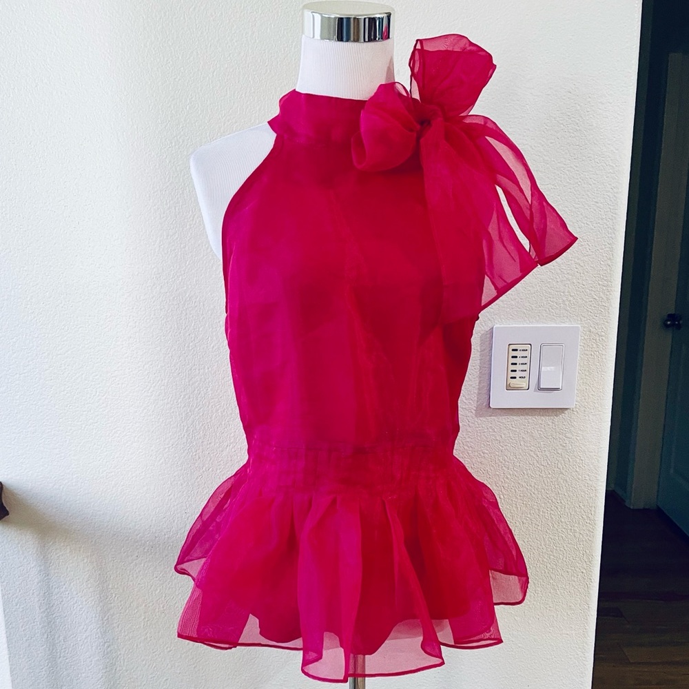 Hot pink chiffon peplum blouse 💕